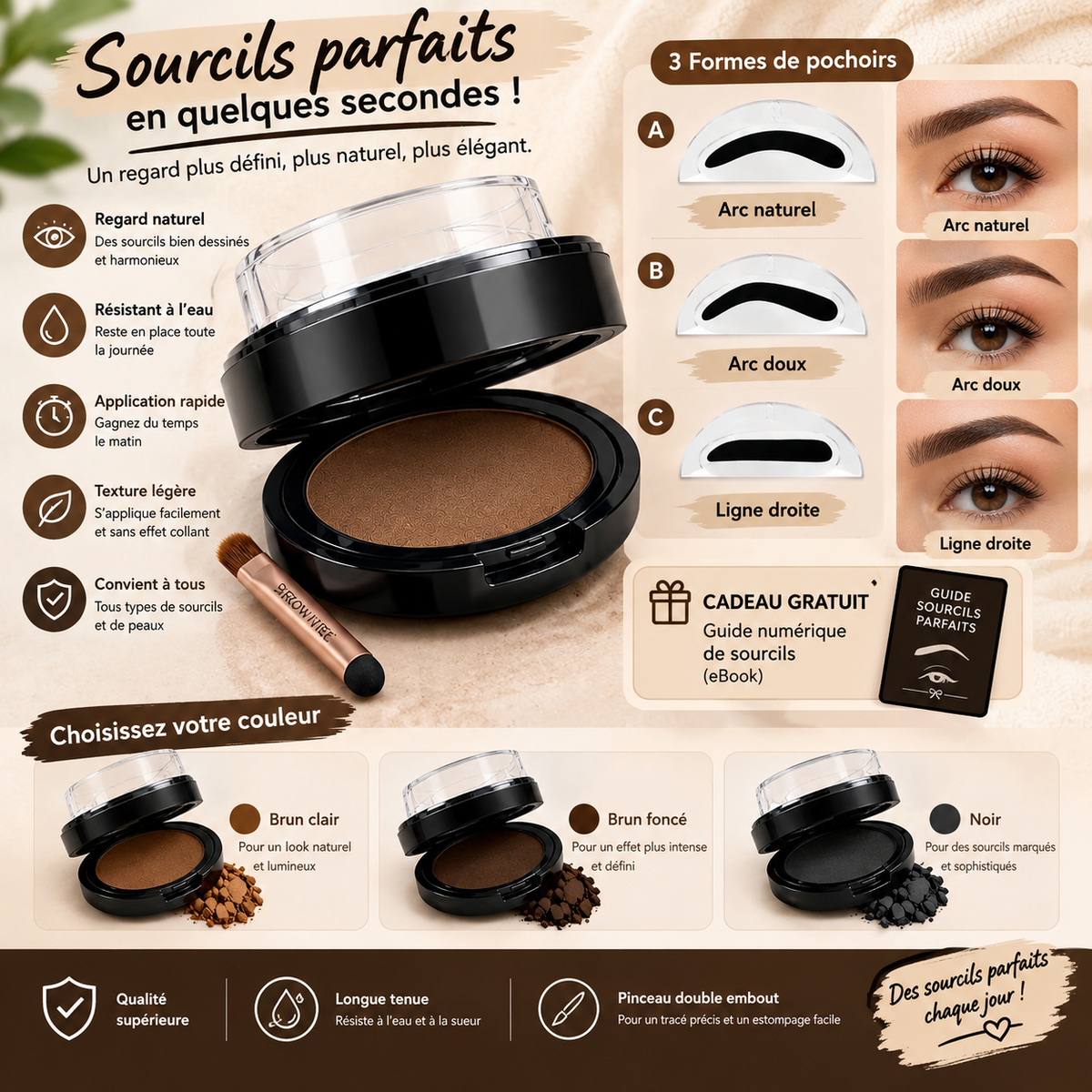 ✨ Pommade à Sourcils 3-en-1 – Des Sourcils Parfaits en Quelques Secondes