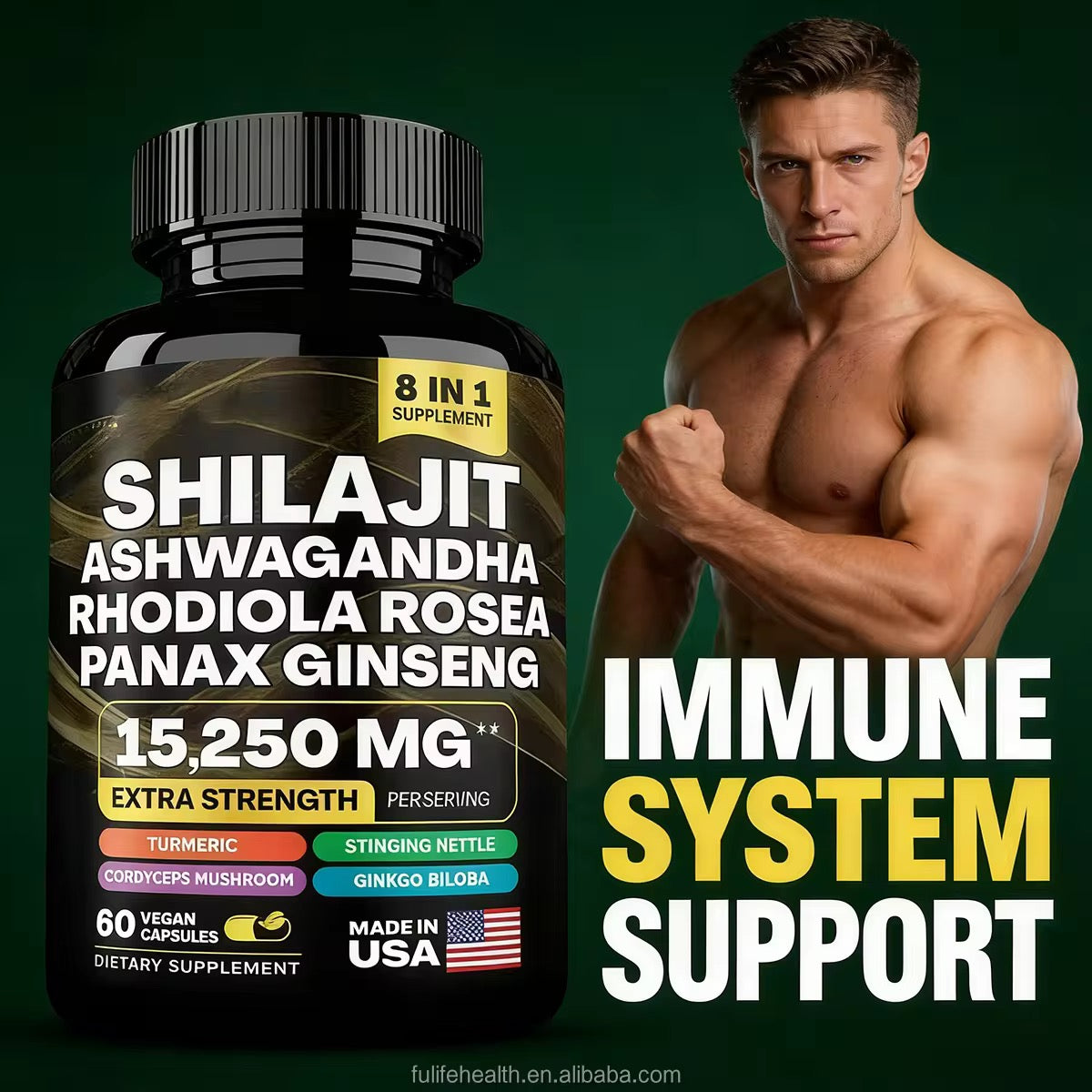 Shilajit Ashwagandha Extra Fort 15 250 mg – Énergie, Performance et Vitalité Maximale