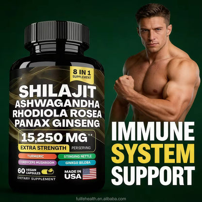 Shilajit Ashwagandha Extra Fort 15 250 mg – Énergie, Performance et Vitalité Maximale