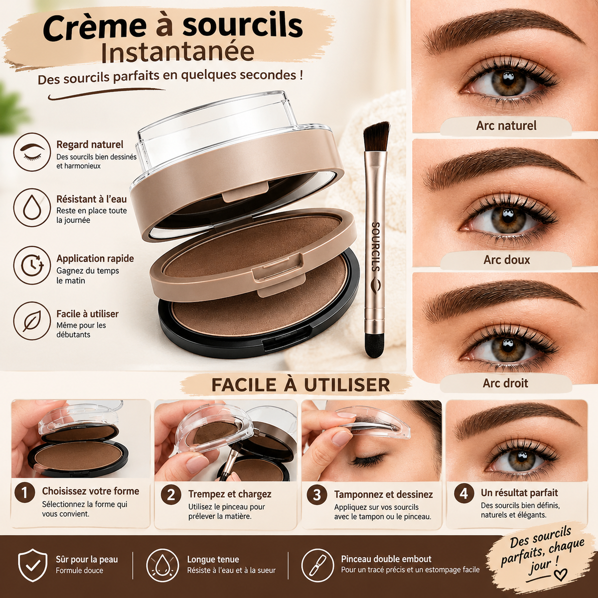 ✨ Pommade à Sourcils 3-en-1 – Des Sourcils Parfaits en Quelques Secondes