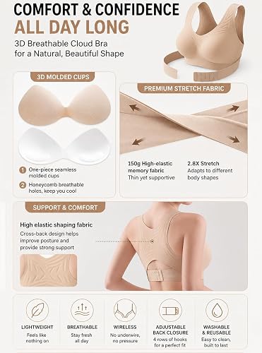 Soutien-Gorge correcteur de Posture pour Femme, Dos croisé, Fermeture Avant, sans Armatures, Effet Push-up, brassière liftante