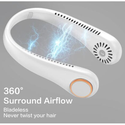 Mini Ventilateur de Cou Portable, Silencieux, Mains Libres, sans Feuilles, Réglable à 360°, 3 Vitesses pour Les Activités Intérieures Extérieures