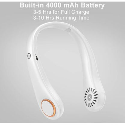 Mini Ventilateur de Cou Portable, Silencieux, Mains Libres, sans Feuilles, Réglable à 360°, 3 Vitesses pour Les Activités Intérieures Extérieures