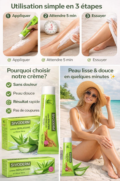 Crème Dépilatoire Aloe Vera – Peau Douce en 5 Minutes