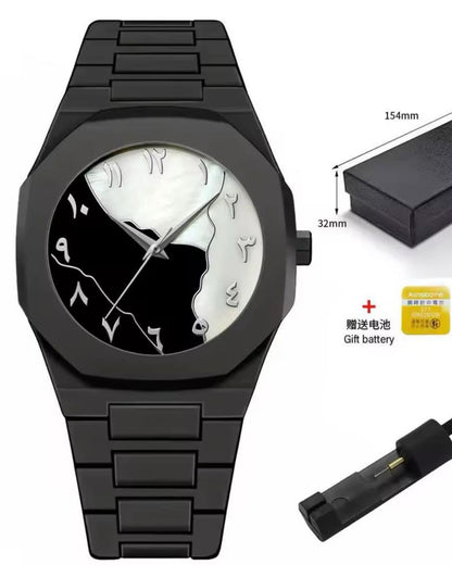 Montre Noire Élégance – Design Minimaliste avec Chiffres Arabes