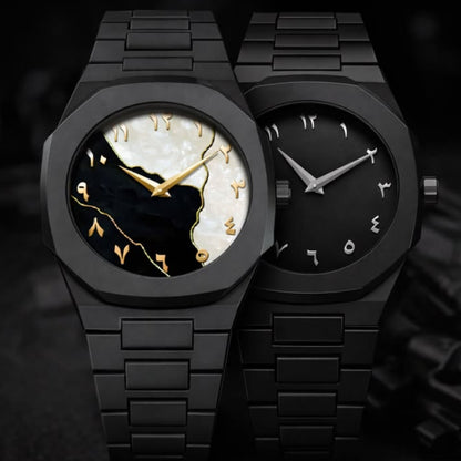Montre Noire Élégance – Design Minimaliste avec Chiffres Arabes