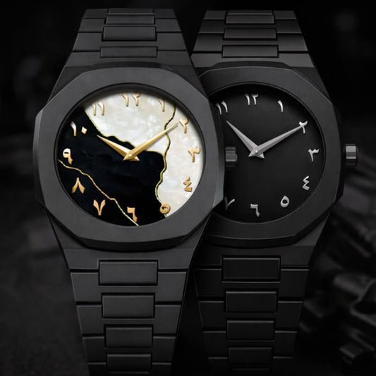 Montre Noire Élégance – Design Minimaliste avec Chiffres Arabes