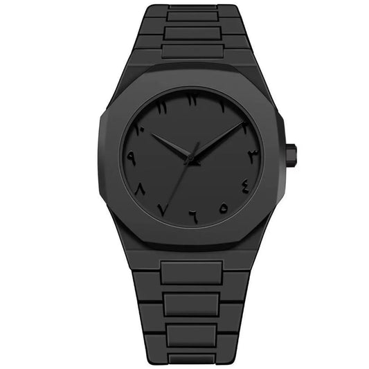 Montre Noire Élégance – Design Minimaliste avec Chiffres Arabes